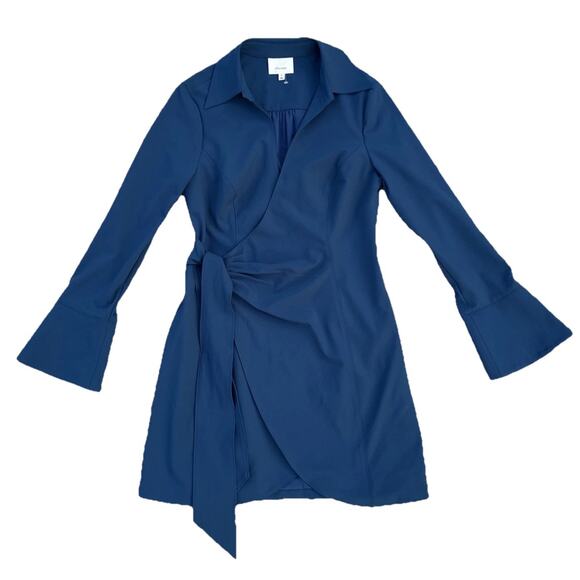 NEW Cinq à Sept Women's Hunter Dress Long Sleeve Tie Side Shirtdress night sky 6 - Picture 3 of 12